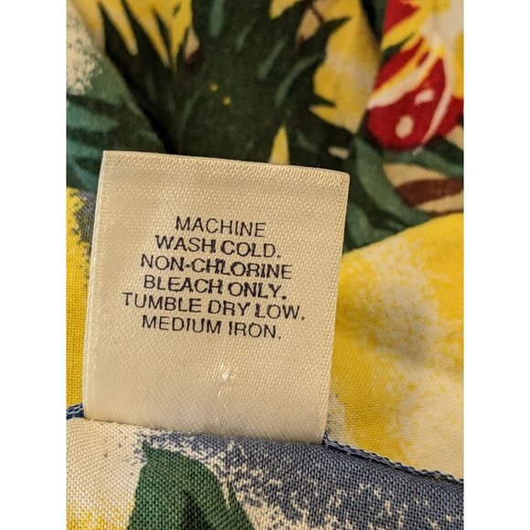 Vintage 90s Utility Hawaiian Shirt Mens Medium Beach Palm Tree Tropical Floral - Picture 6 of 6